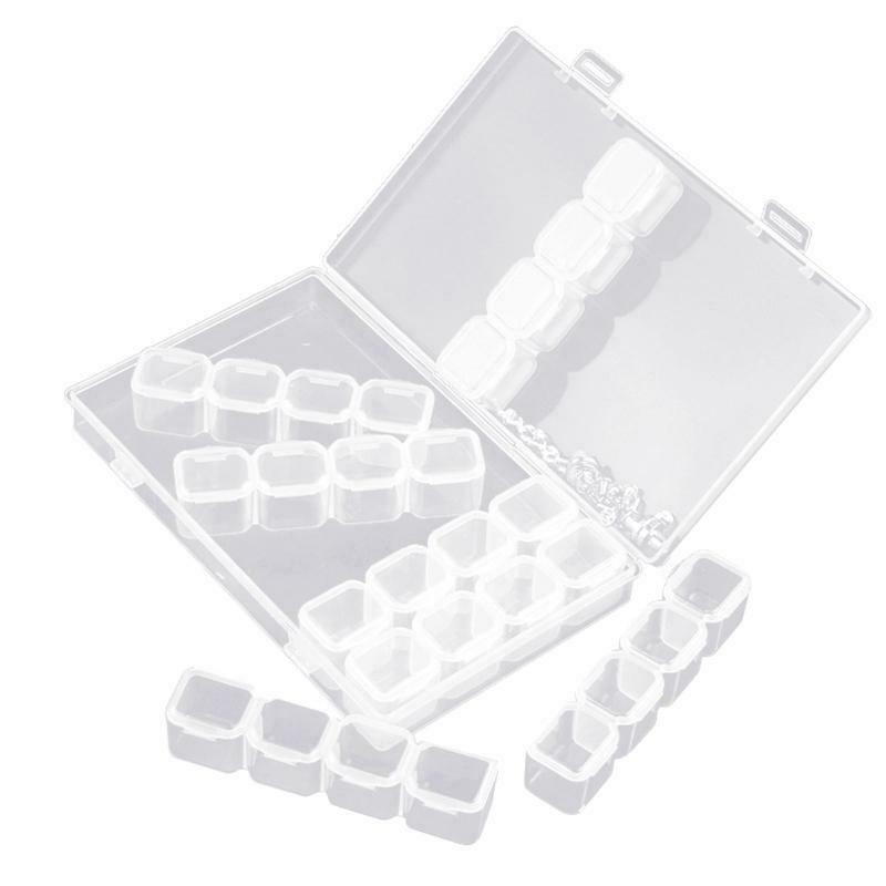 Transparent 28 Compartments Transparent Storage Box Plastic Tins Tools Storage