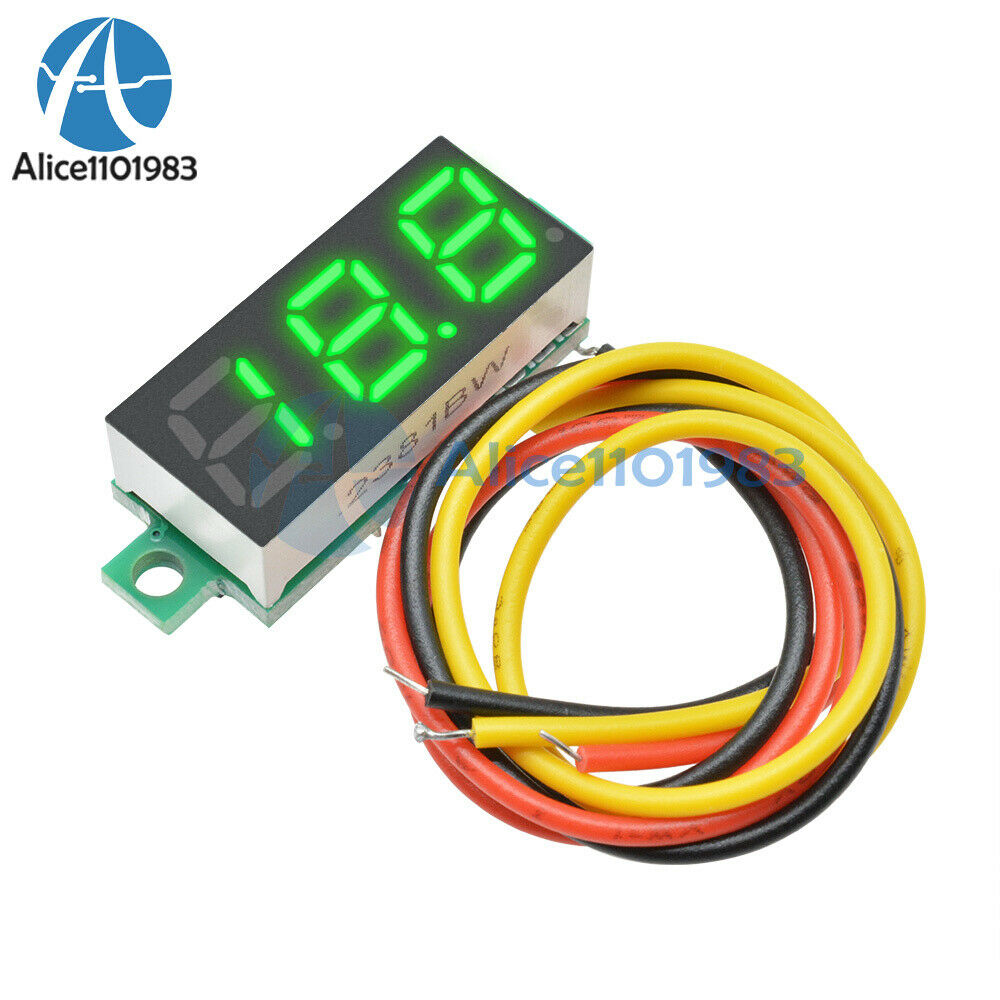 0.28" 3-Wire Green LED DC 0-100V Voltmeter Digital Display Voltage Panel Meter