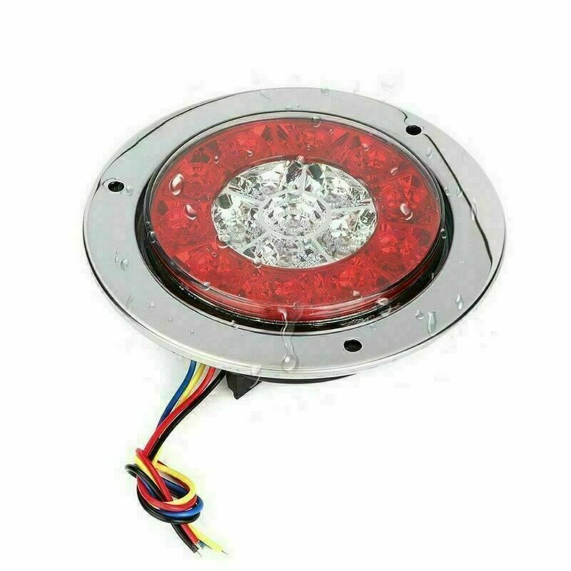 2x 4" Round Truck Trailer RV Brake Stop Turn Tail Signal Light Red Amber 16 LED