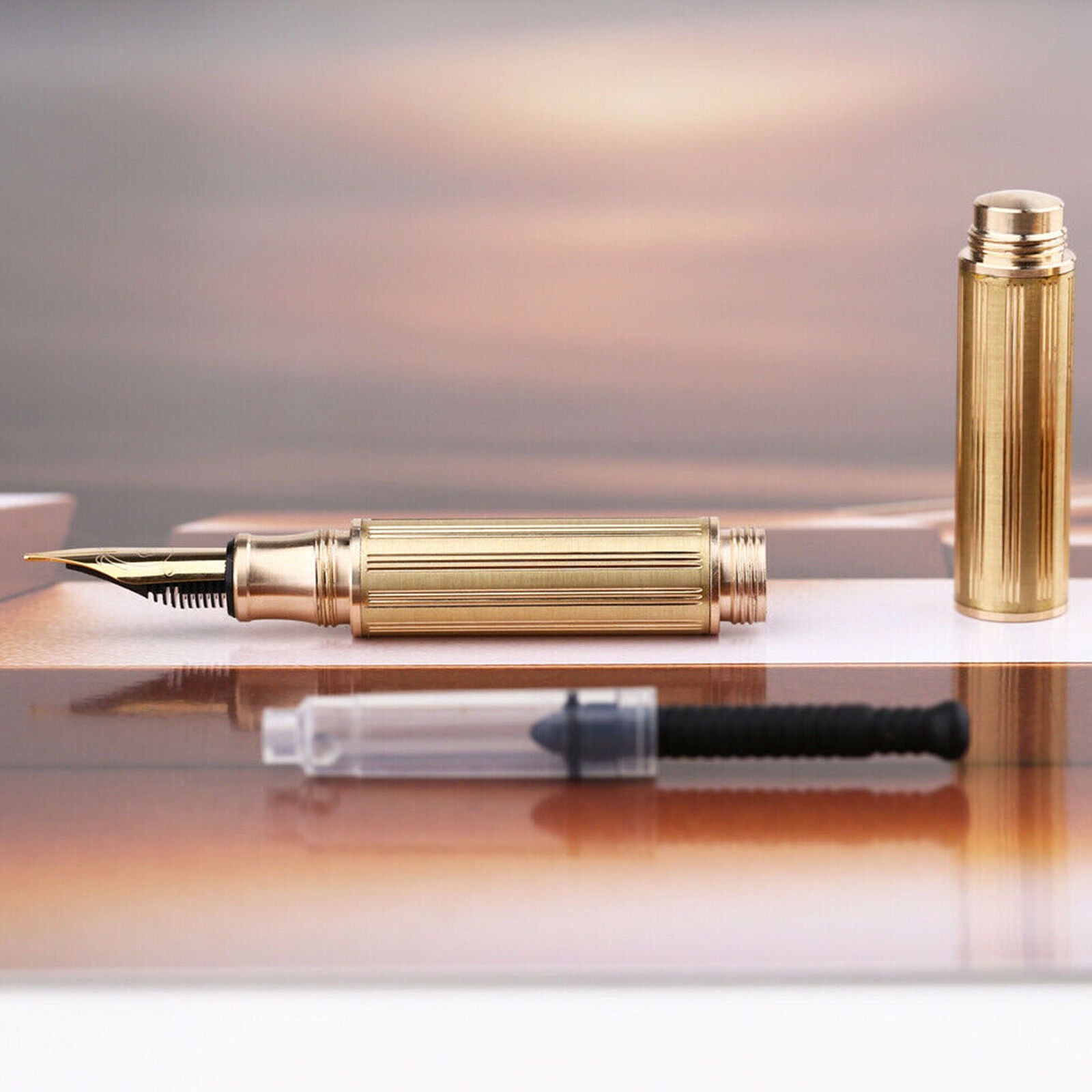 Mojiang Mini Metal Brass Fountain Pen Travel Pocket Size F Iridium Nib Ink Pen
