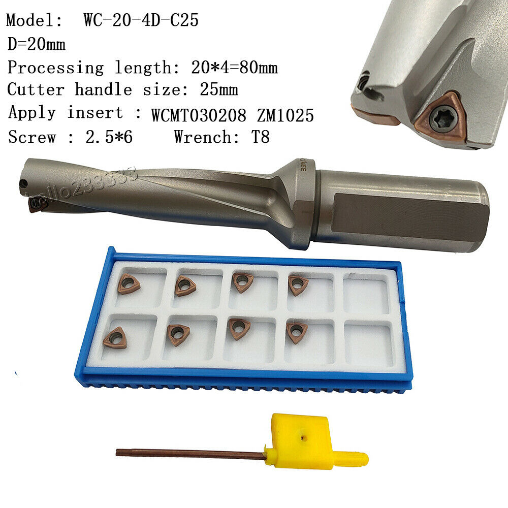 WPD-200-4D-C25 20mm U drill indexable drill + 5PCS WCMT030208 ZM1025 insert