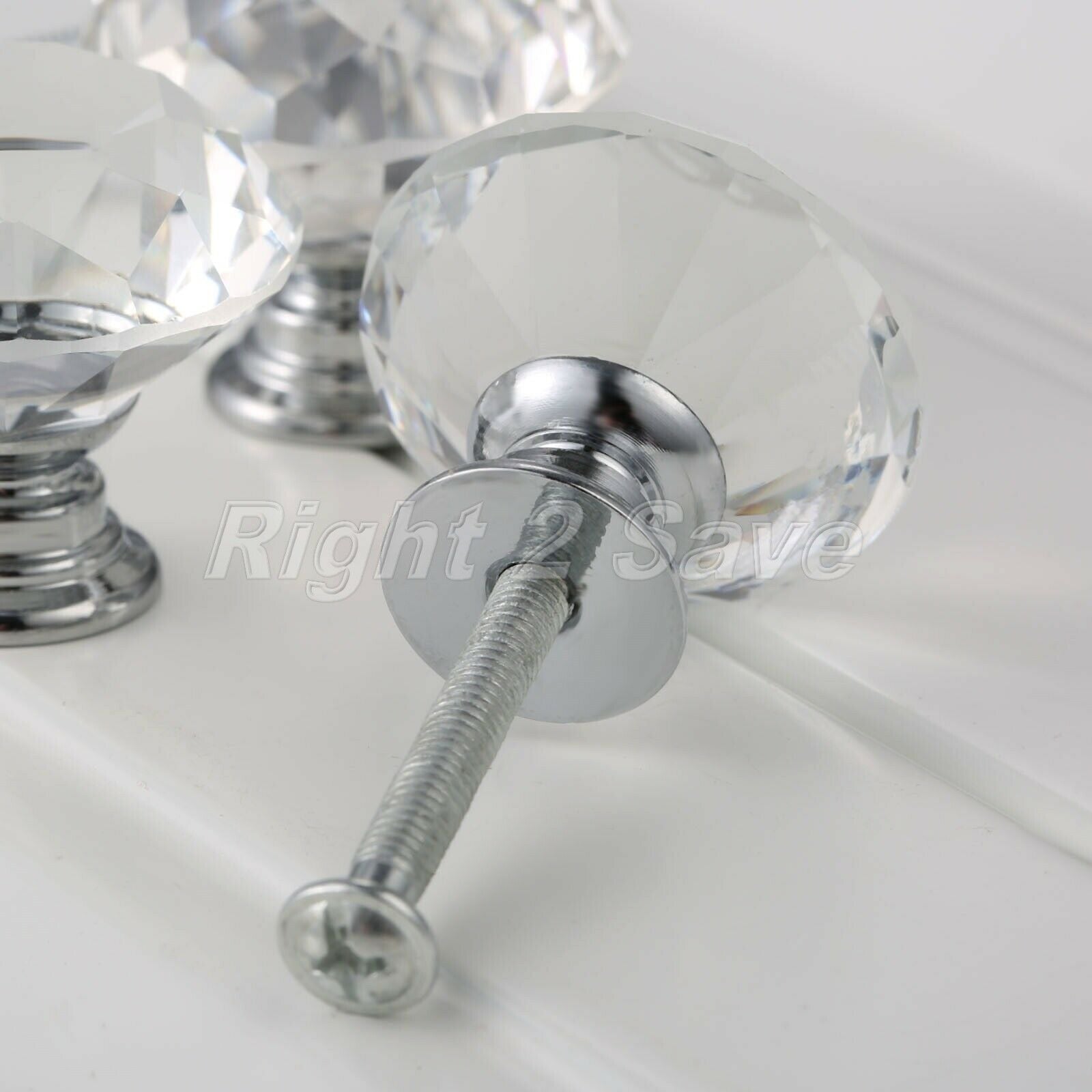 Crystal Glass Knobs Pull Handle Drawer Wardrobe Handle Cabinet Dia 30mm/1.18in