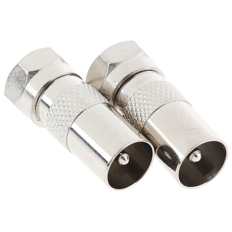 2Pcs F Type Male Plug Connector Socket to RF Coax TV Aerial Male Adapt.l8