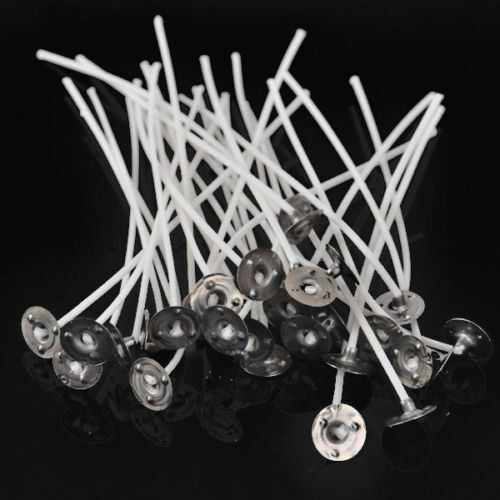 50X 6 Inch Candle Wicks Cotton Core Pre Waxed With Sustainers For Candle Making