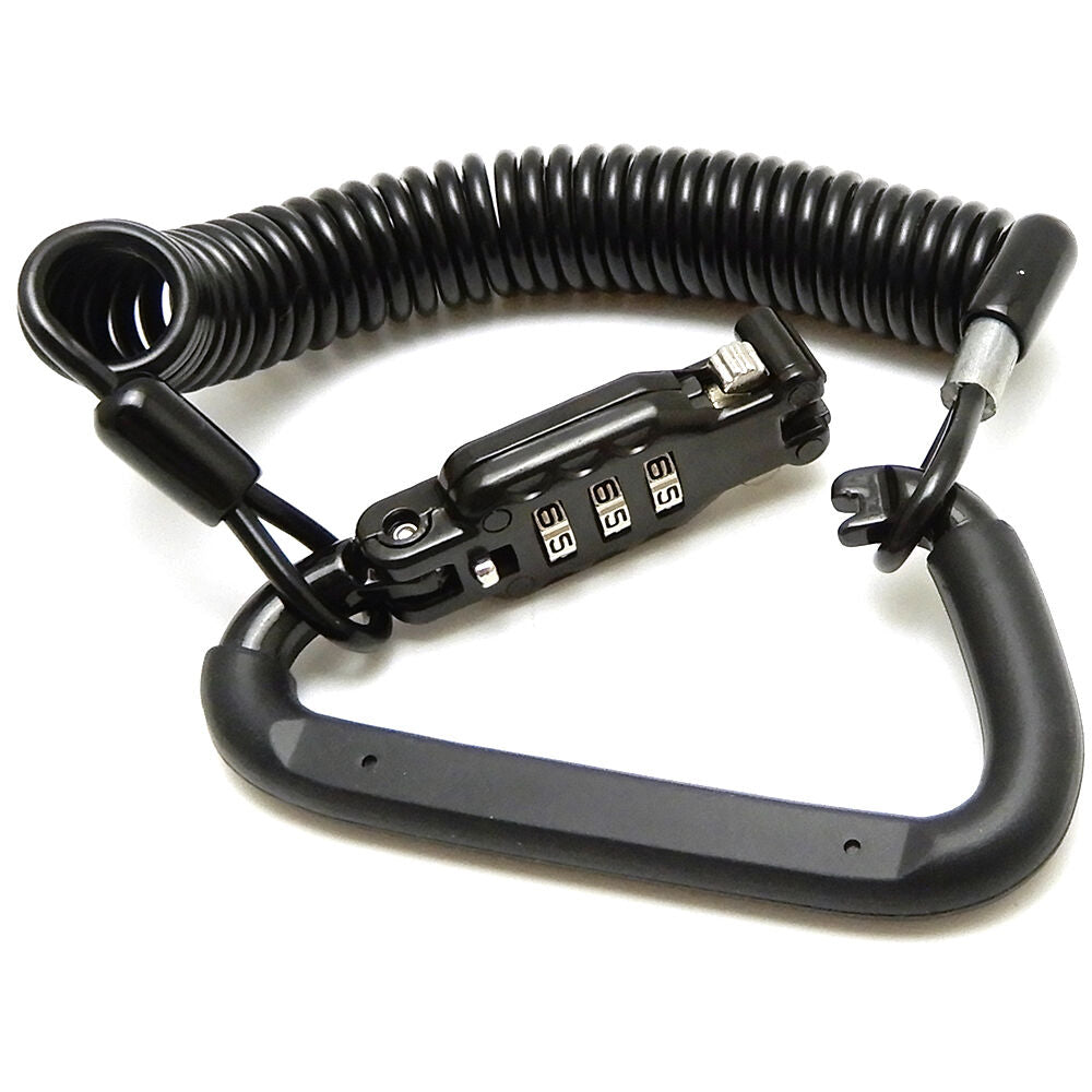 Motorcycle Helmet Lock & Cable Black Tough Combination PIN Locking Carabiner