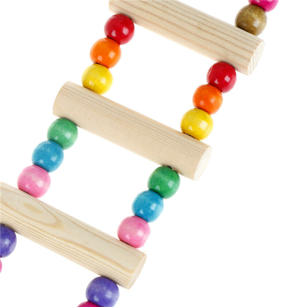 Bird Swing Wooden Bridge Ladder Climb Cockatiel Parakeet Budgie Parrot Pet To IE
