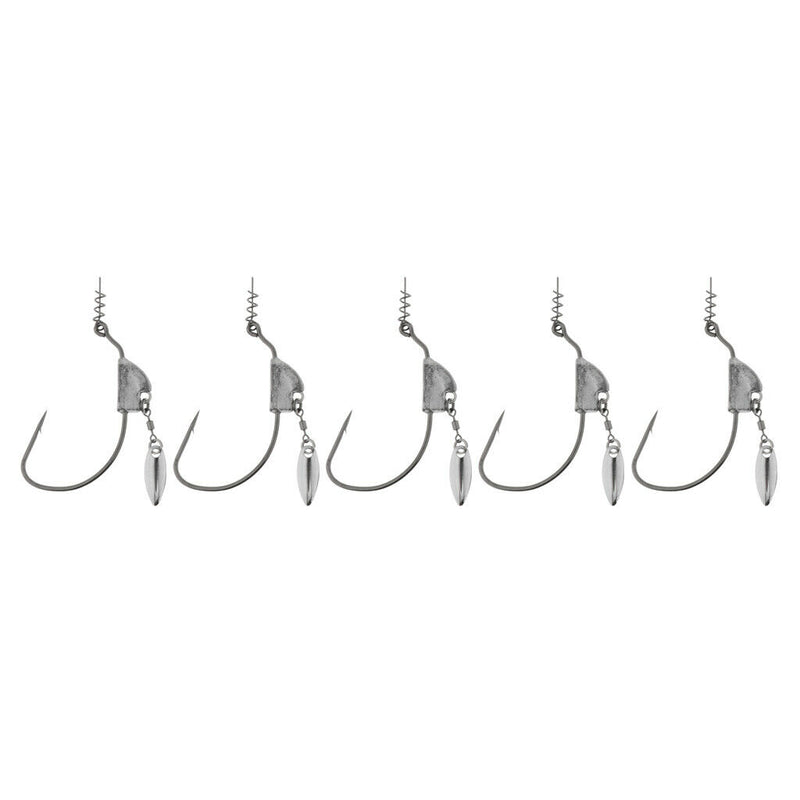 5pcs Lead Weighted Jig Fishing Hooks Worm Crank Hook With Spinners Spoon 7g