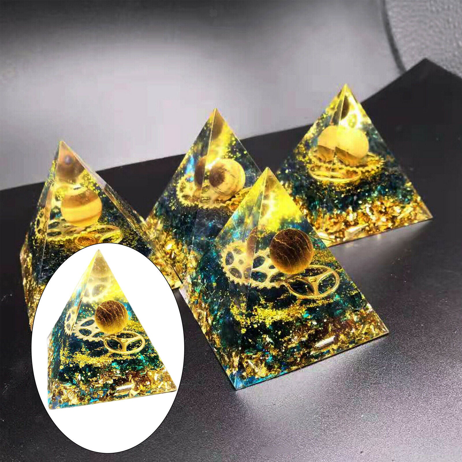 Sphere Orgone Pyramid Kit EMF Protection Yoga Energy Generator Natural Stone
