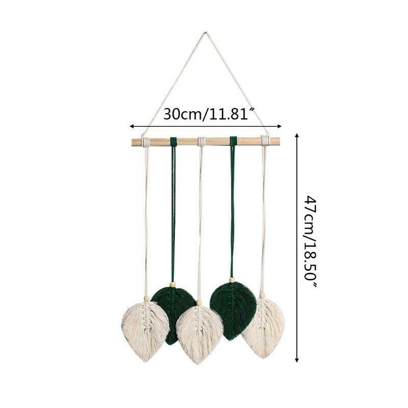 Handmade Boho Macrame Tapestry Cotton Thread Woven Leaf Tasse Wall Dream Catcher