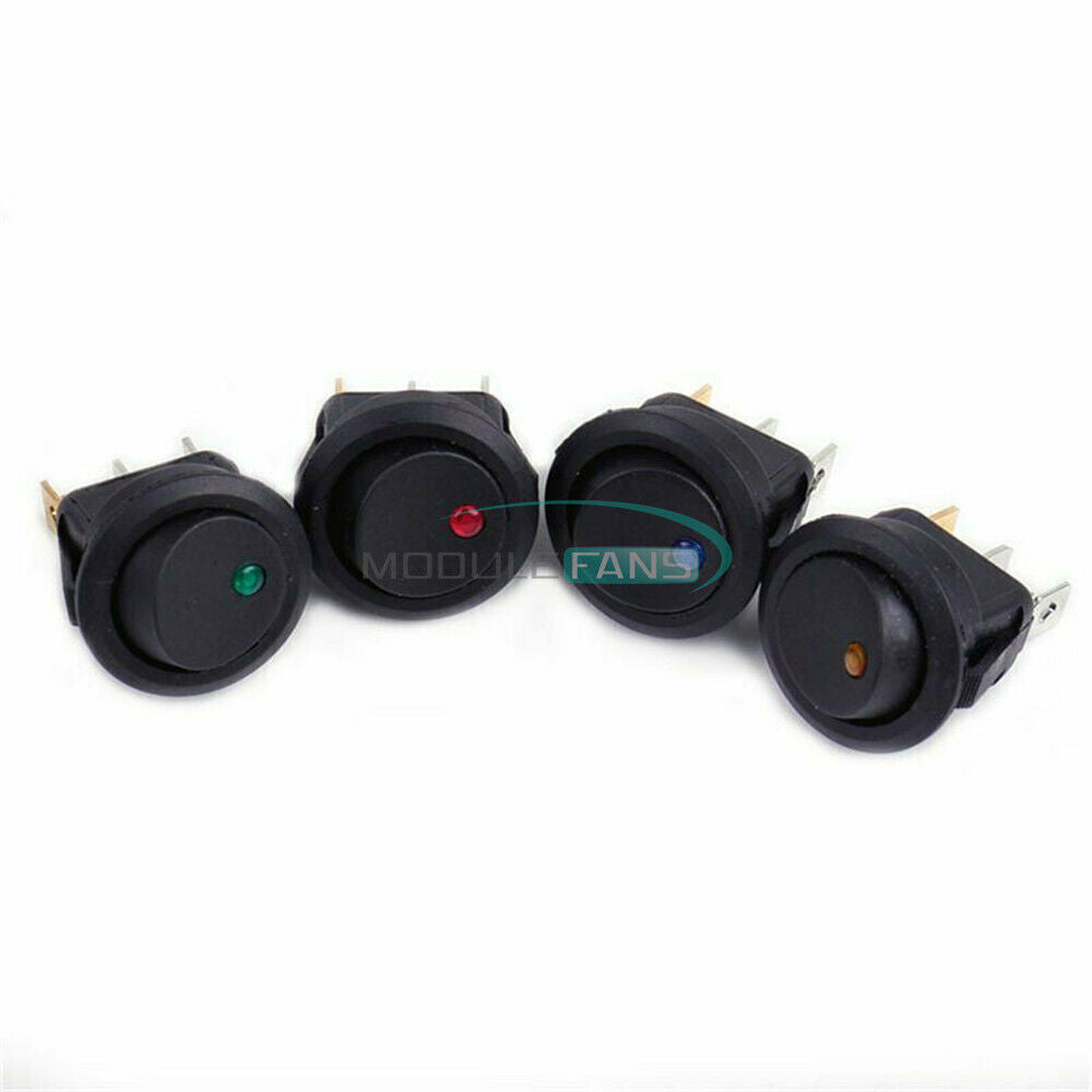 20PCS 12V 3Pin 4 Colors Rocker Car Boat Dot LED Light Switch ON/OFF