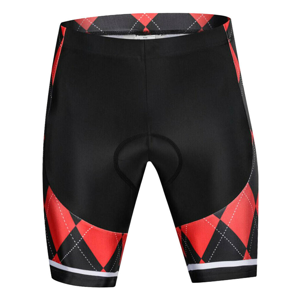 Breathable Comfortable Black and Red Grid Summer Mountain Biking Shorts