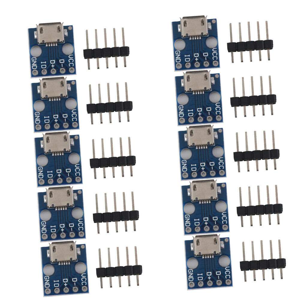 10 Pack 5 Pins B Type Female MICRO USB to 2.54mm DIP Pin Pitch Converter