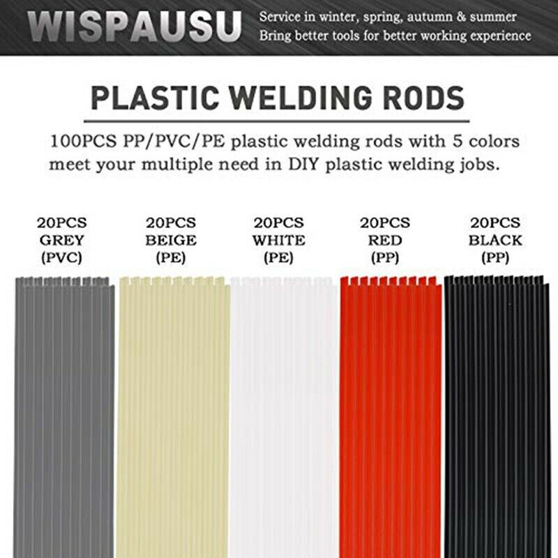 100 Pieces Plastic Welding Rods PP/PVC/PPR Plastic Welder Repair Rods for Car Q7