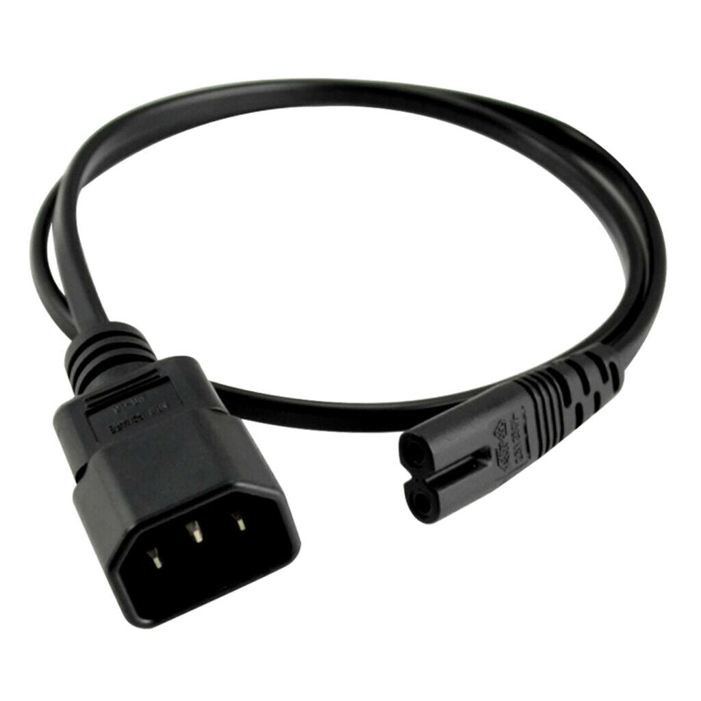 New PVC IEC320 C14 Male to C7 Female 200cm 2 Prong 0.75 Square Replacement