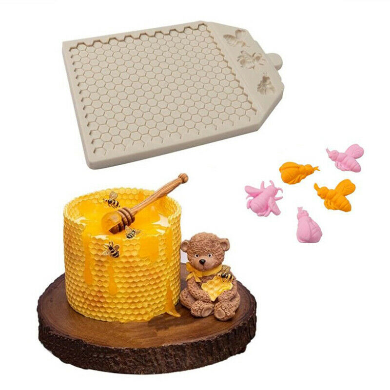 Bees Honeycomb Mold Textured Silicone Fondant Decorating Chocolate Cake MoulBDA