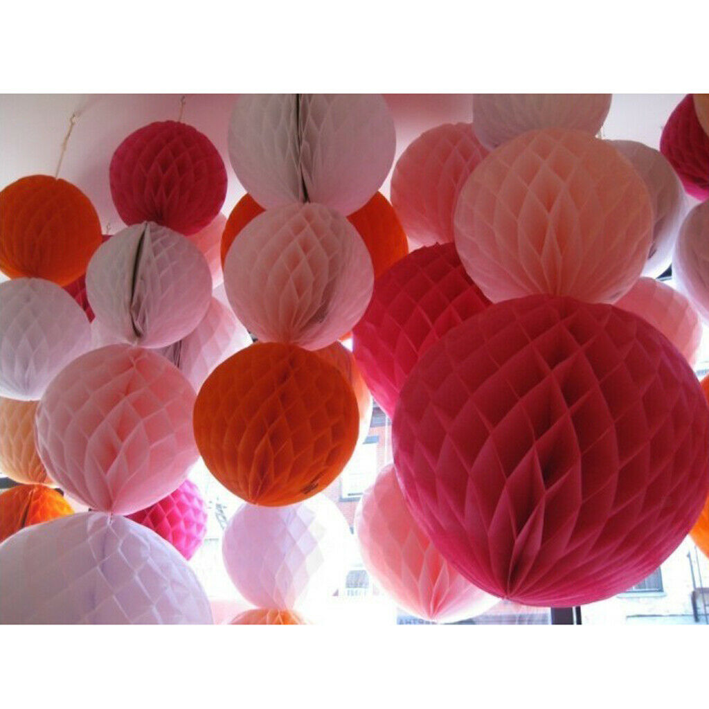 8" Paper Honeycomb Ball Lanterns Garland Wedding Table Party Decor Rose red