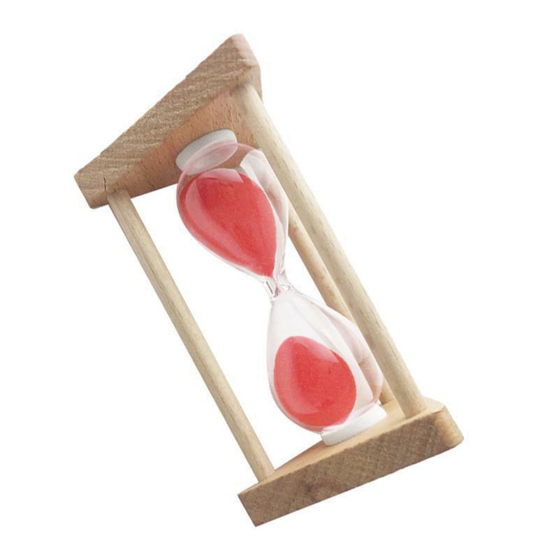 Wooden Frame Sandglass Hourglass Sand Timer Clock Home - Red Sand