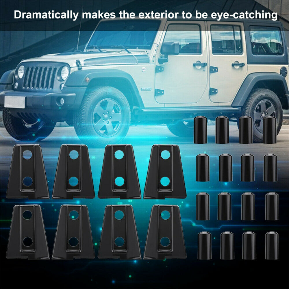 Black Car Door Hinge Panel Protector Cover Trim For Jeep Wrangler JK J2007-2018