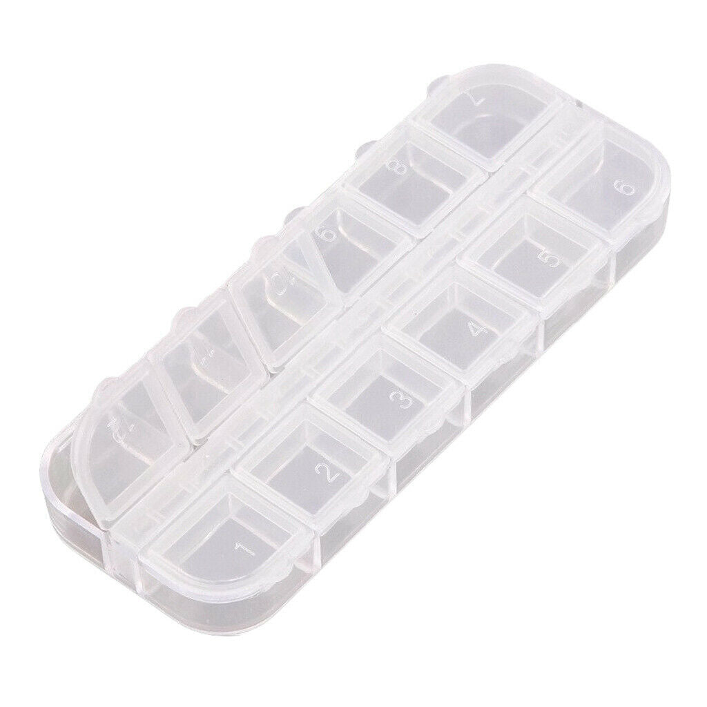 12 Compartment Empty Storage Case Box for Nail Art Tips Gems Rhinestone Tool