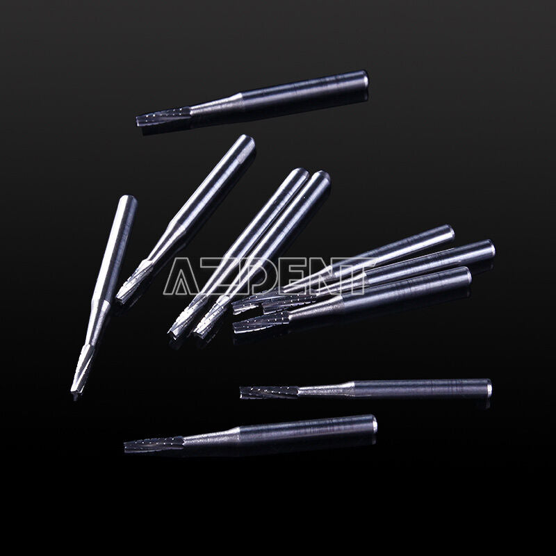 10Kits Dental Carbide Tungsten Steel Burs Drill Cylinderical Fissure Type FG557
