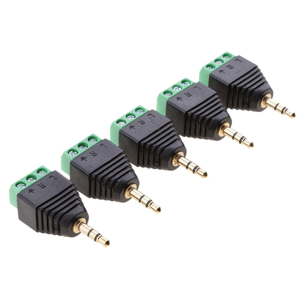 5x 3 Pole 3.5mm Screw Male to 3 Pin Female Video Balun Adapter for Earphone