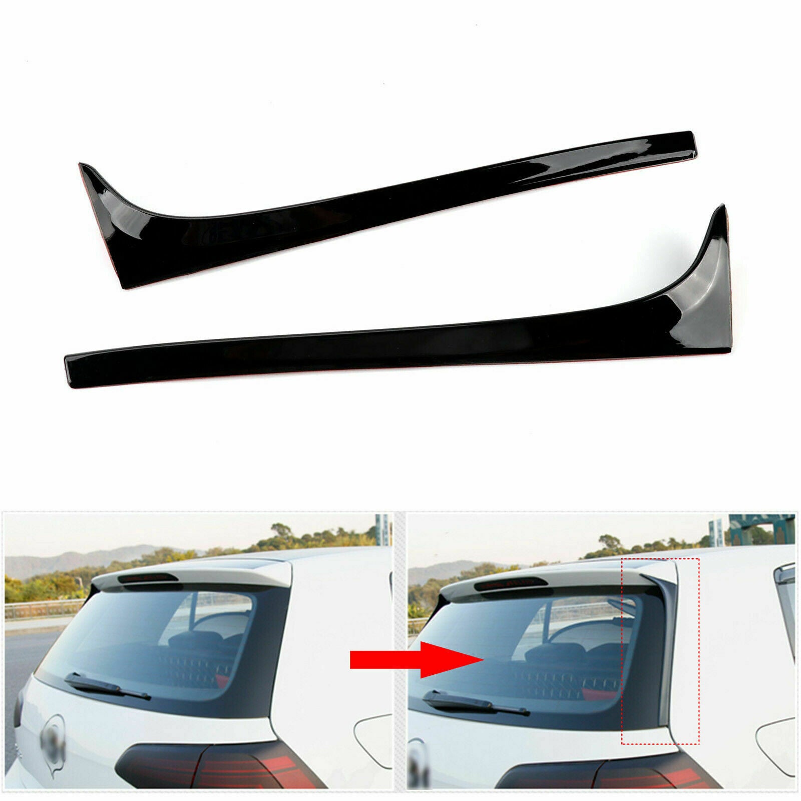 Pair Rear Window Spoiler Side Wing Trim For VW Golf 7 7.5 MK7 MK7.5 2014-2018