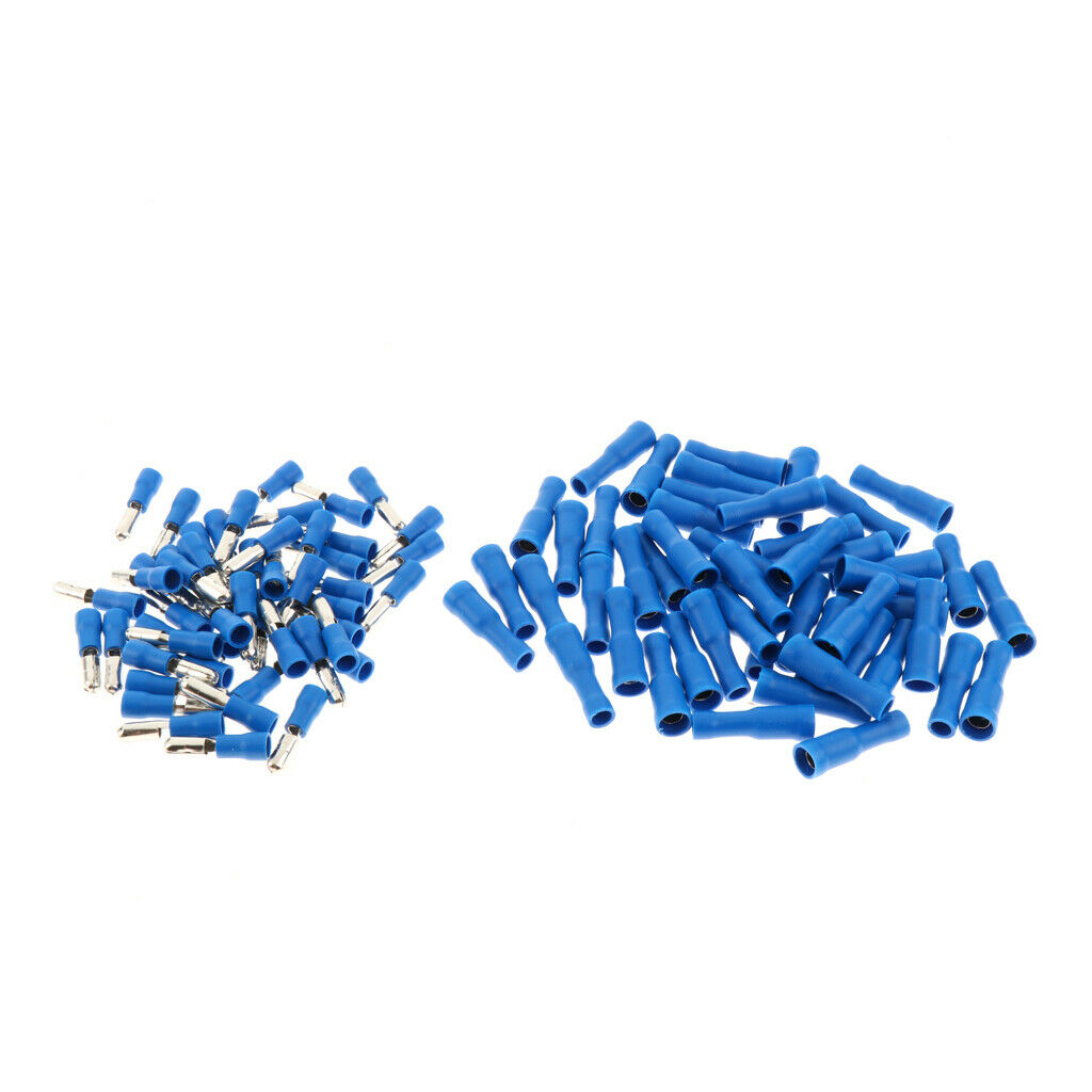 100 Pieces Insulated Wire Terminals Wire Crimp Connector Blue
