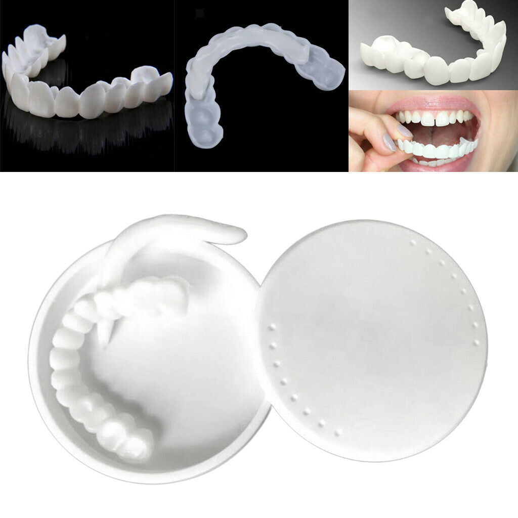 Silicone Smiling Snap Upper & Lower False Teeth Veneers Tooth Cover White