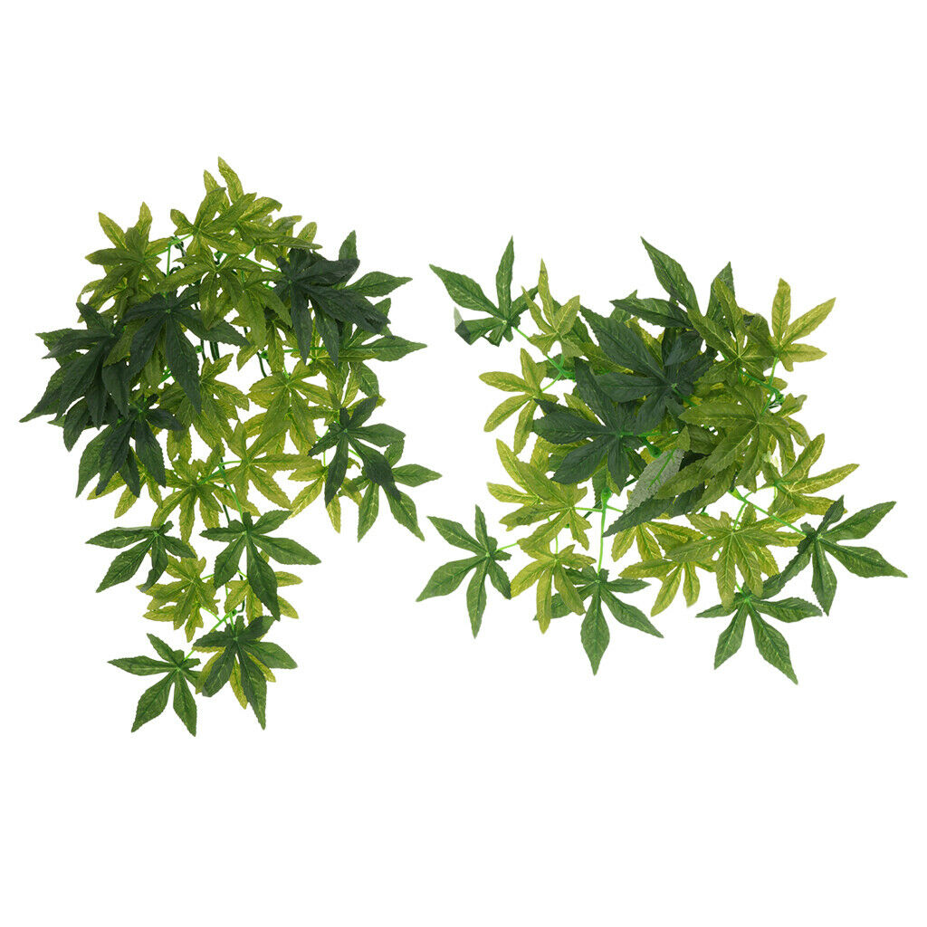 2 Pieces Small Animal Bend a Branch Leaves Ivy Vine Pet Reptile