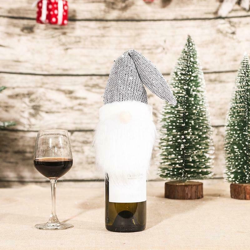 4 Pack Christmas Gnome Wine Bottle Covers Handmade Tomte Swedish Gnomes Toppers