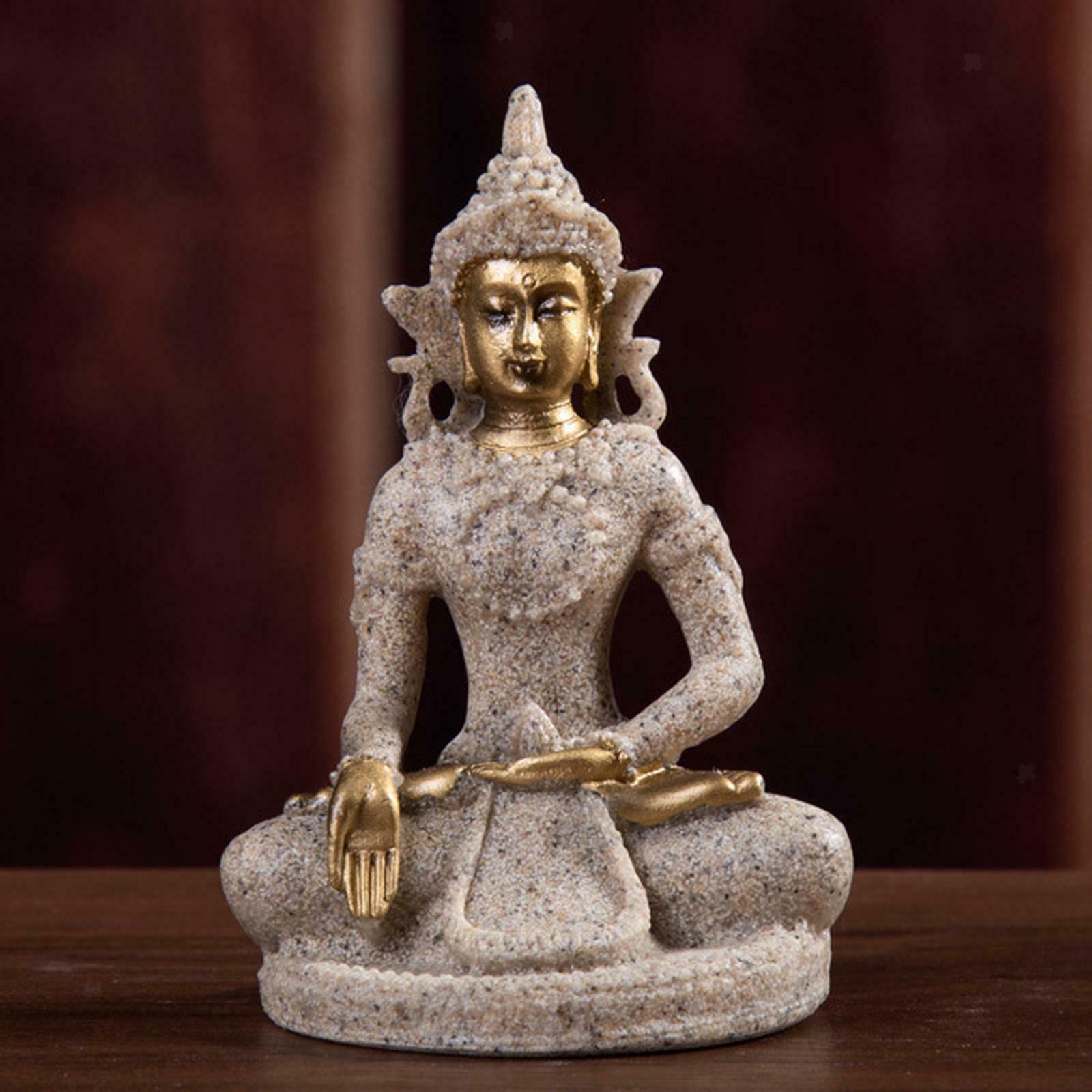 Buddha Statue in Meditation Pose Made with Natural Sandstone Bring Good Luck