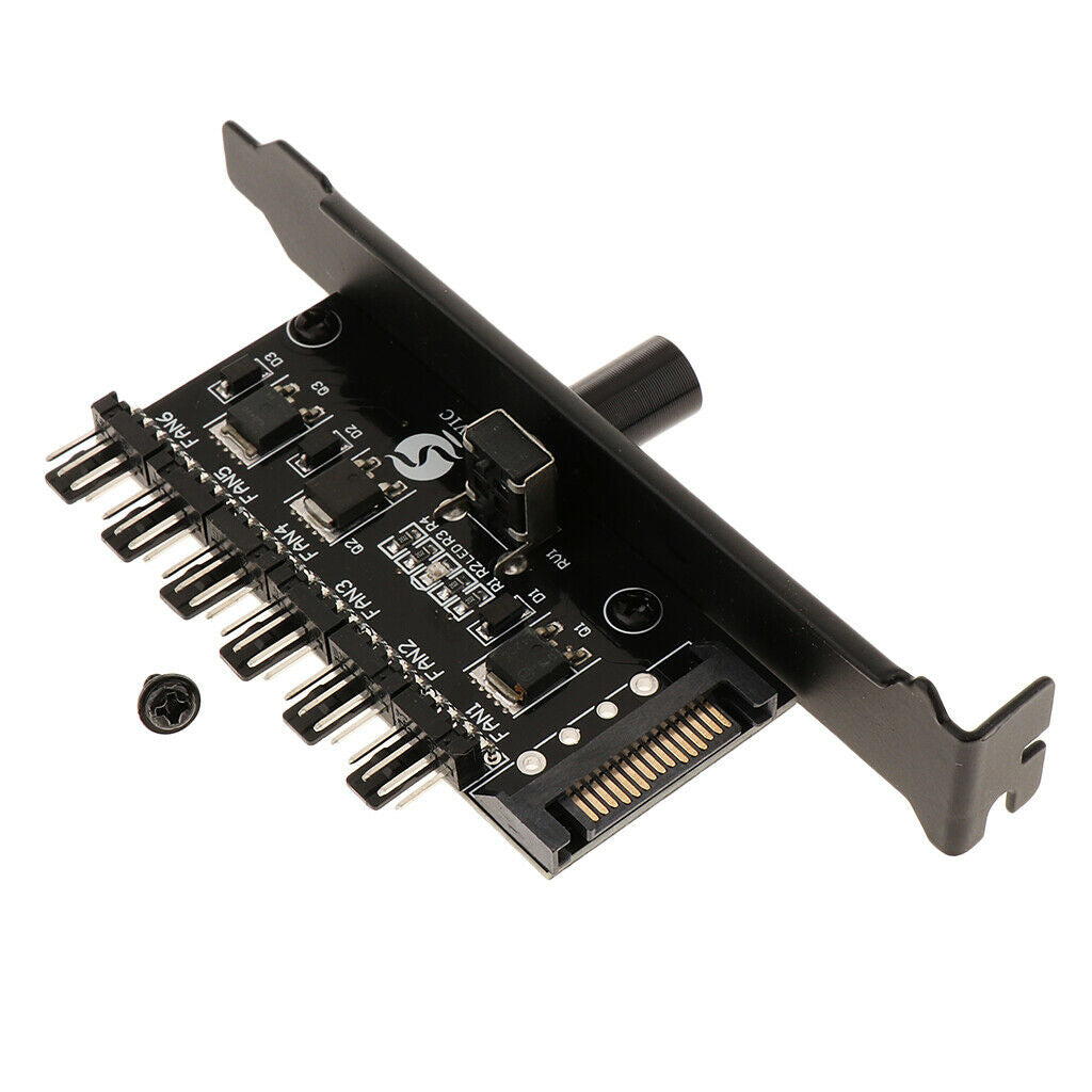 SATA Power PC Case CPU Cooler 3pin/4pin Cooling Fan Speed Controller Hub - Black