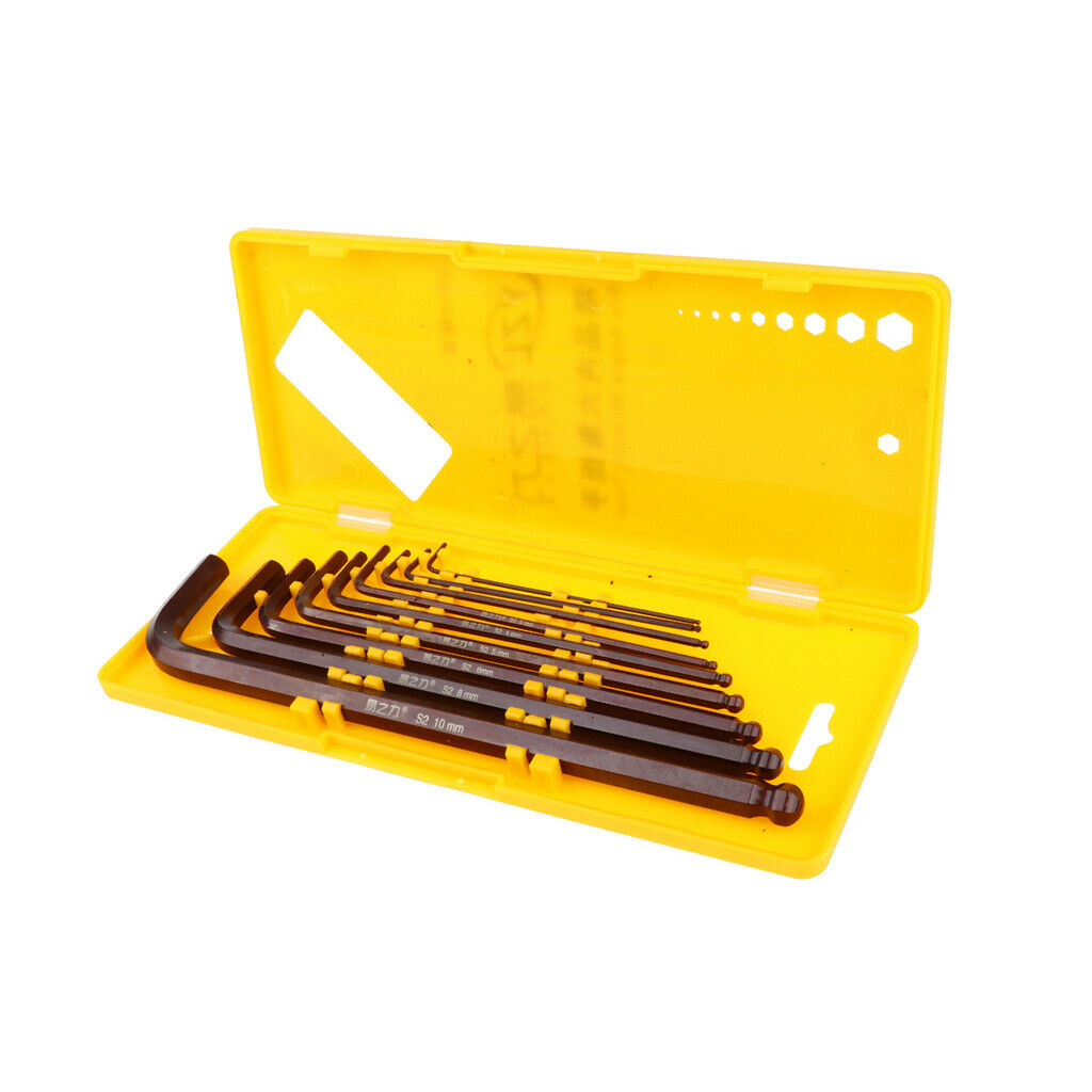 9 Piece Metric Hex Key Allen Wrench Long Short Arm XL Arm Ball End Black