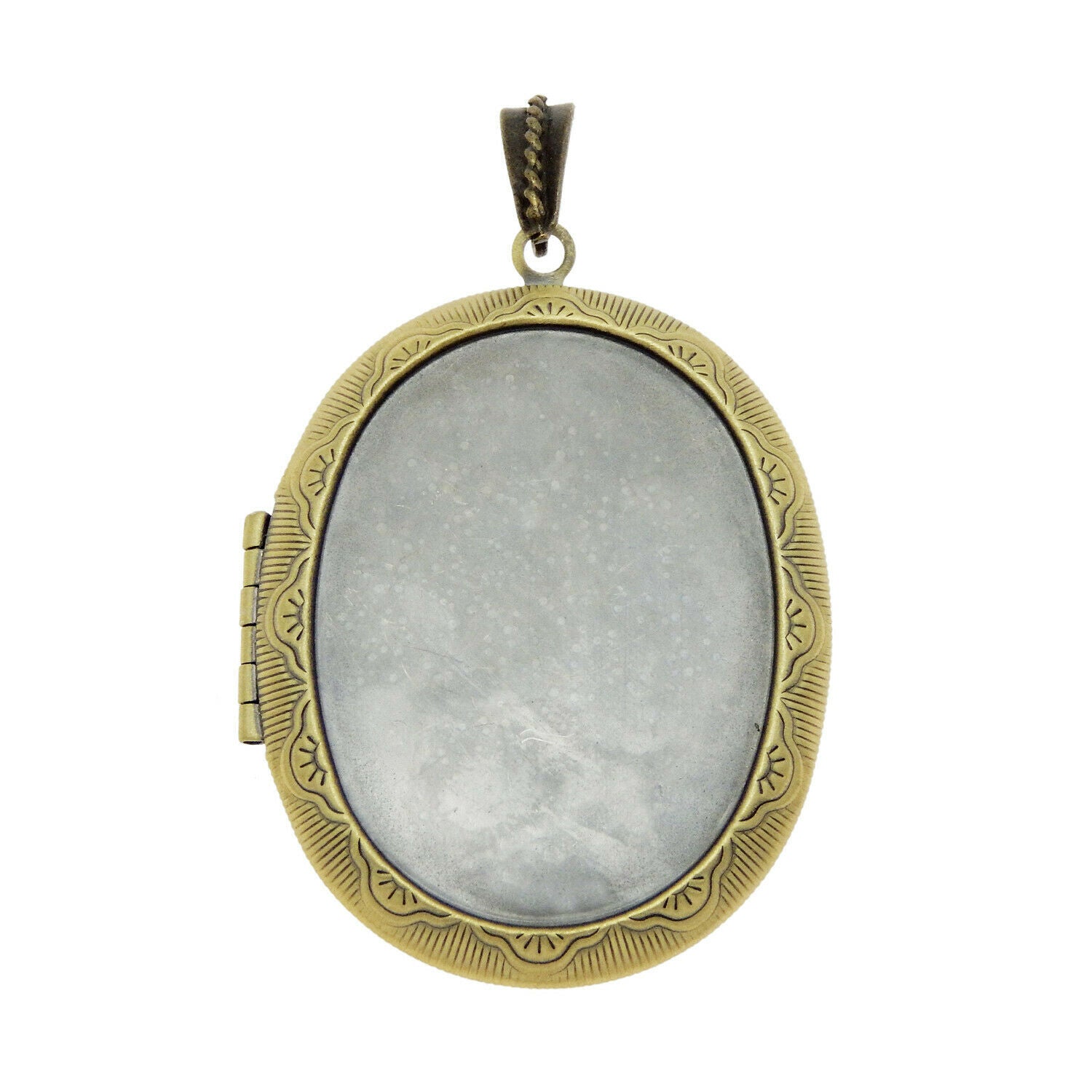1 Piece Antiqued Bronze Brass Oval Locket Charm Necklace Pendant Inner 34x25mm