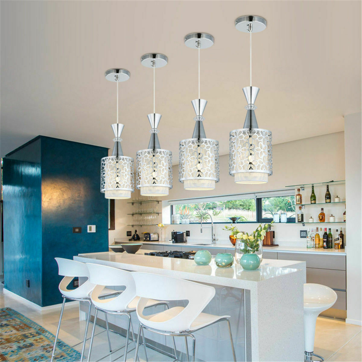 Modern Crystal Iron Pendant Lamp Dining Room Chandelier Decor LED Ceiling Light