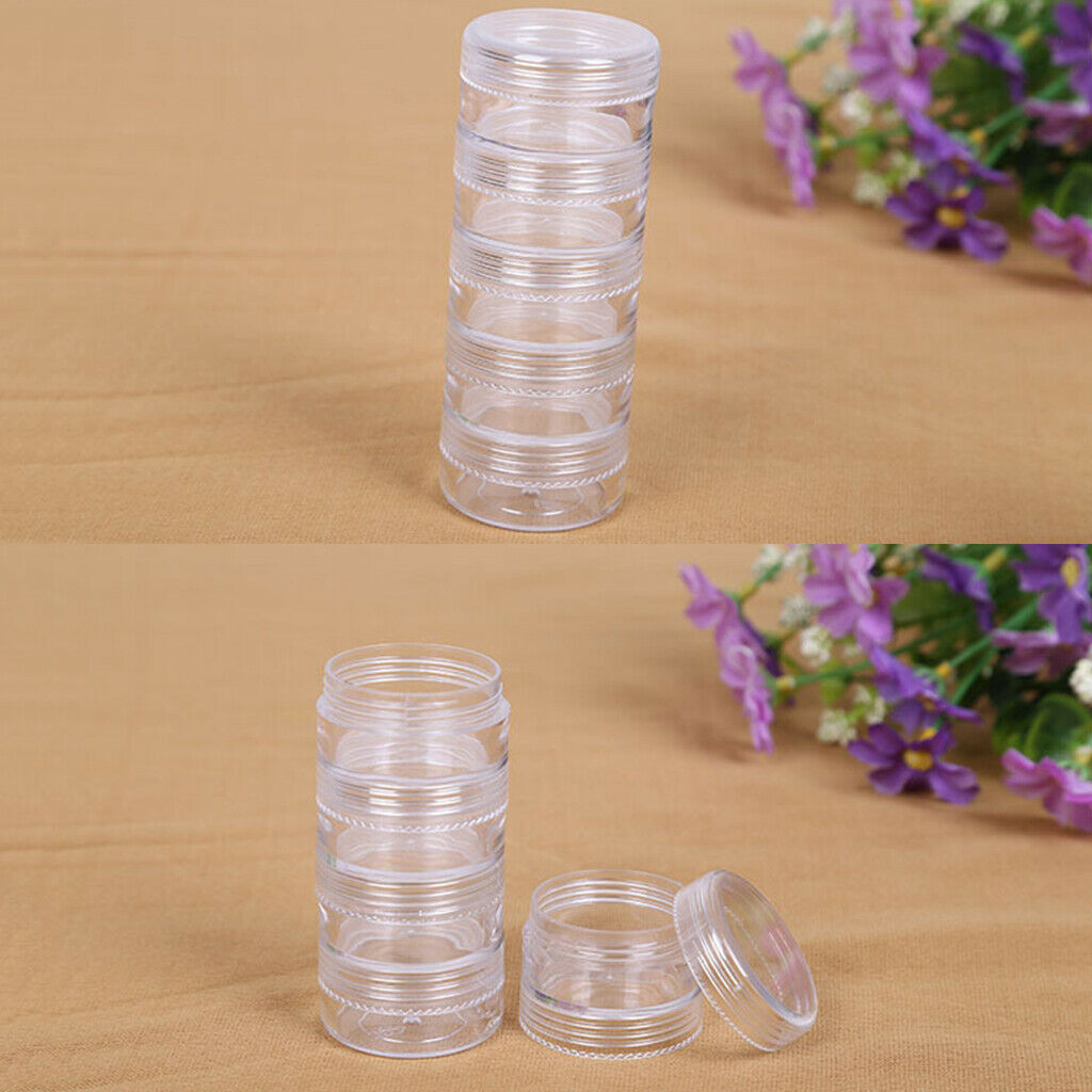 12Set Round Stackable Beads Containers Box Pill Organizer for Jewellery