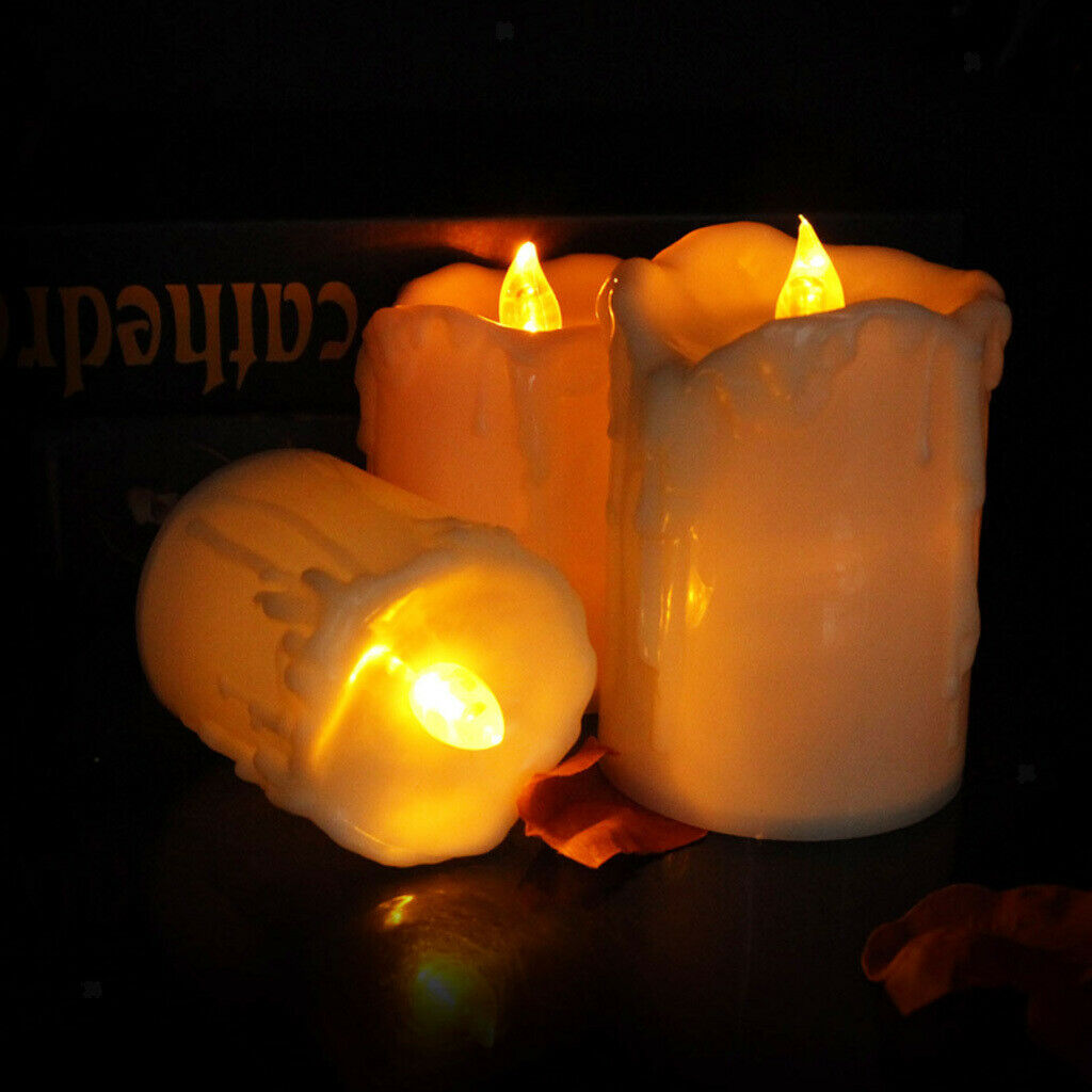 3pcs LED Candle Battery Operated Taper Candles Wax Candle for Party Dinner