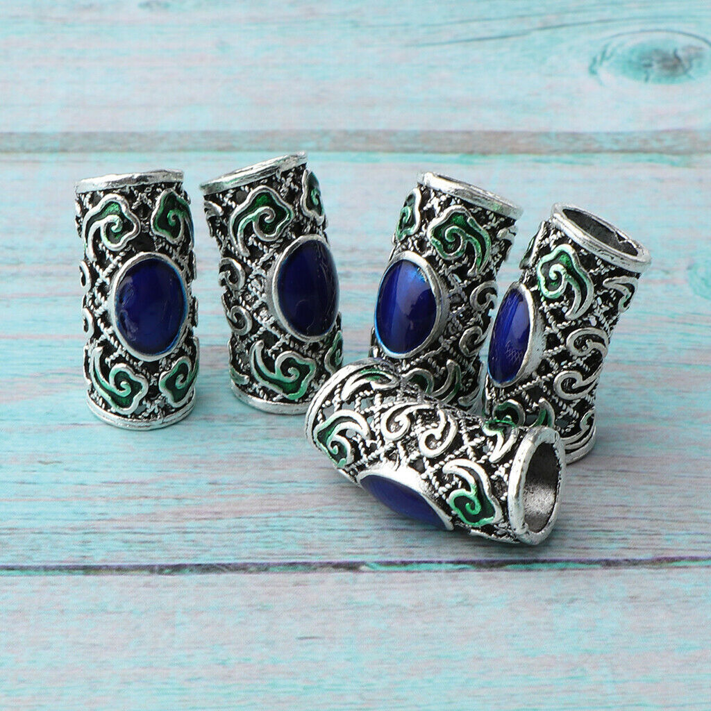 10pcs 7mm   Beads Retro Style Braids Rings Cuff Clips Tubes Jewelry