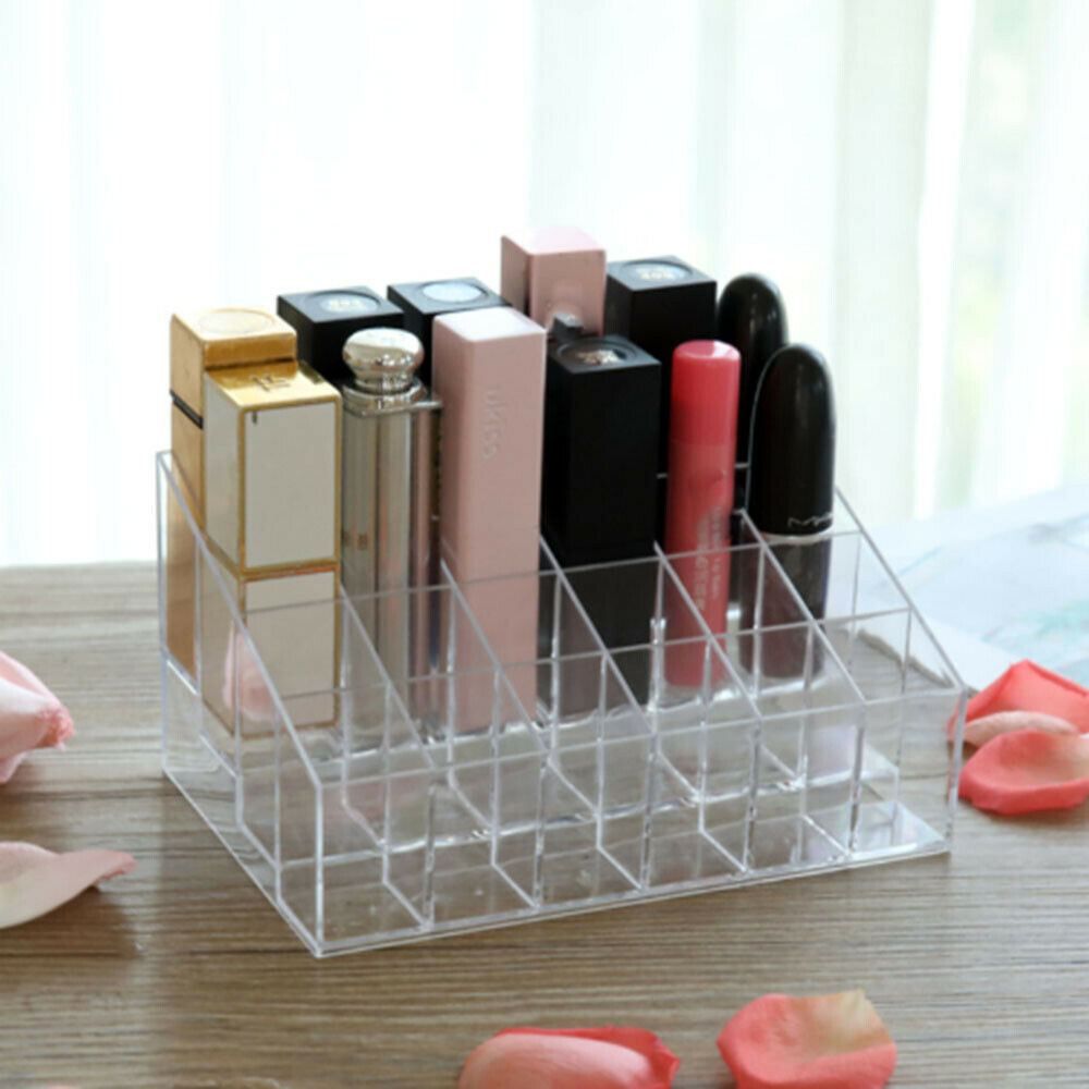 24 Grids Transparent Make up Cosmetic Lipstick Storage Display Rack Holder Box