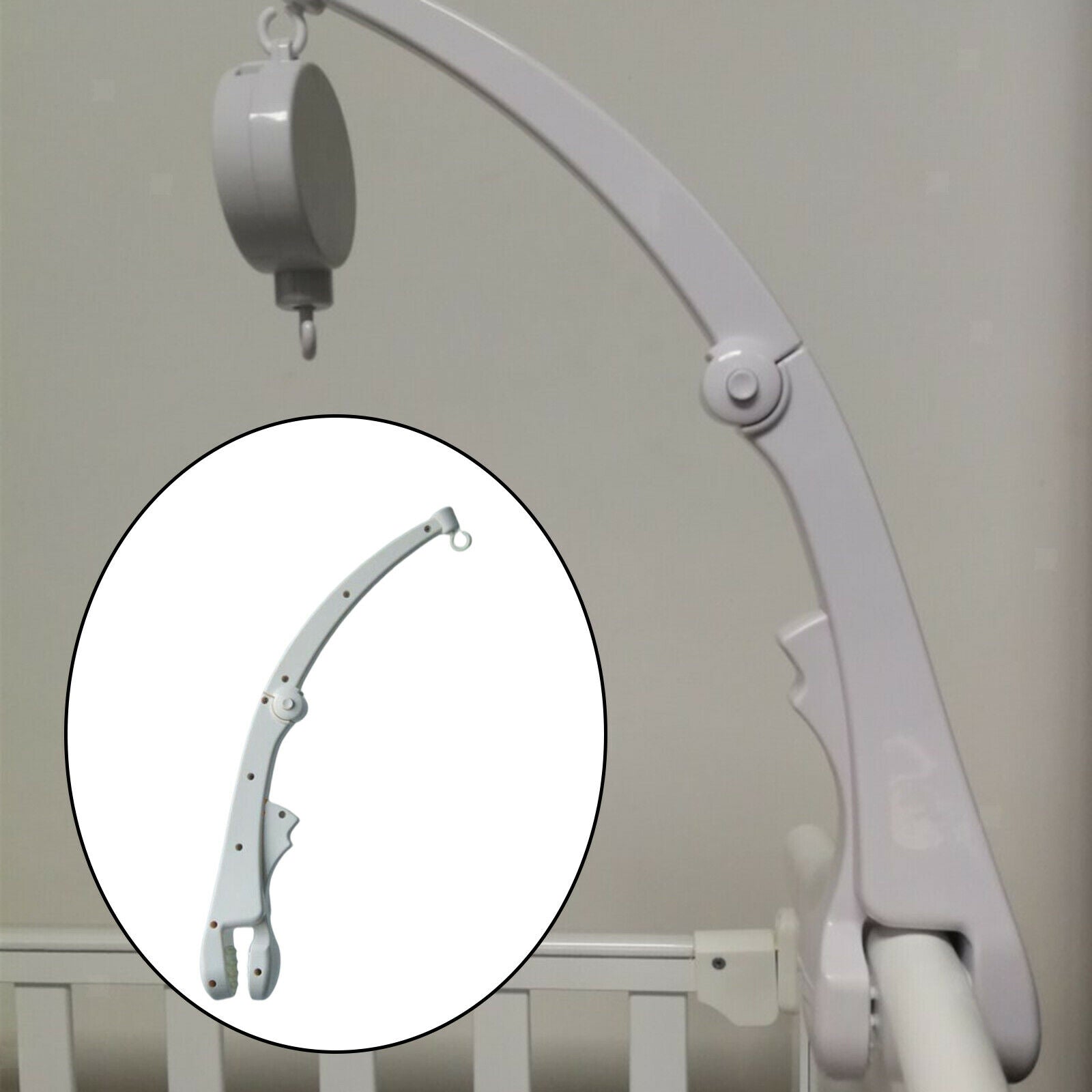 Baby Crib Holder Music Box Hanger Rotated Arm Bracket No Screws Easy Install