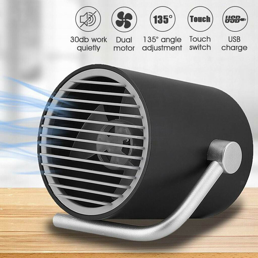 USB Table Fan Ultra Quiet Portable Cooling Fan Rotatable Touch Control