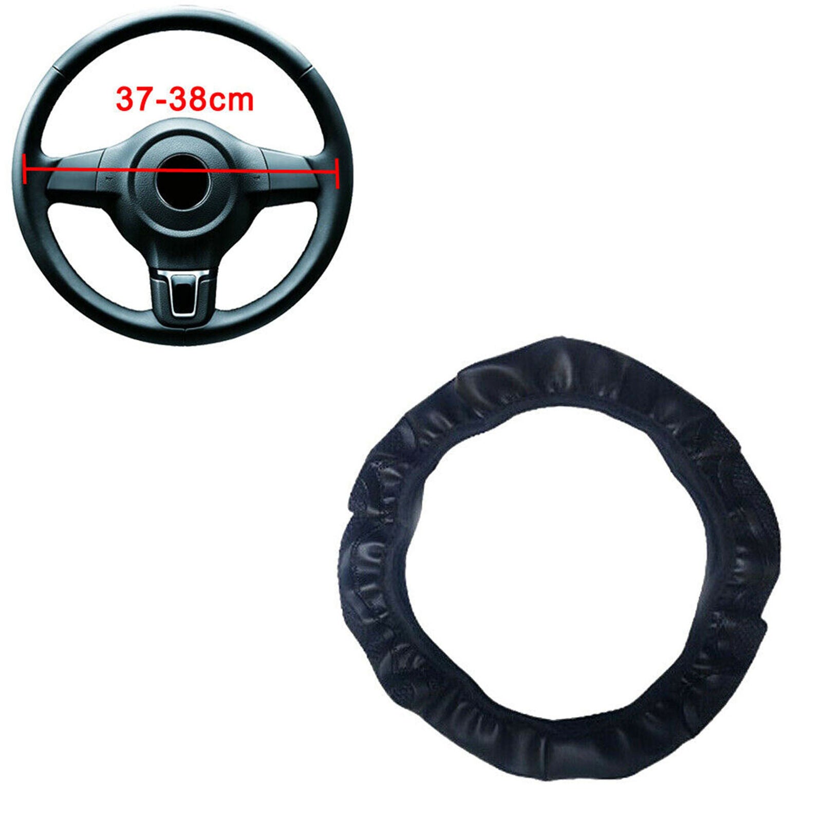 1x Black Car Steering Wheel Cover Leather Breathable Anti-slip Car Accessories