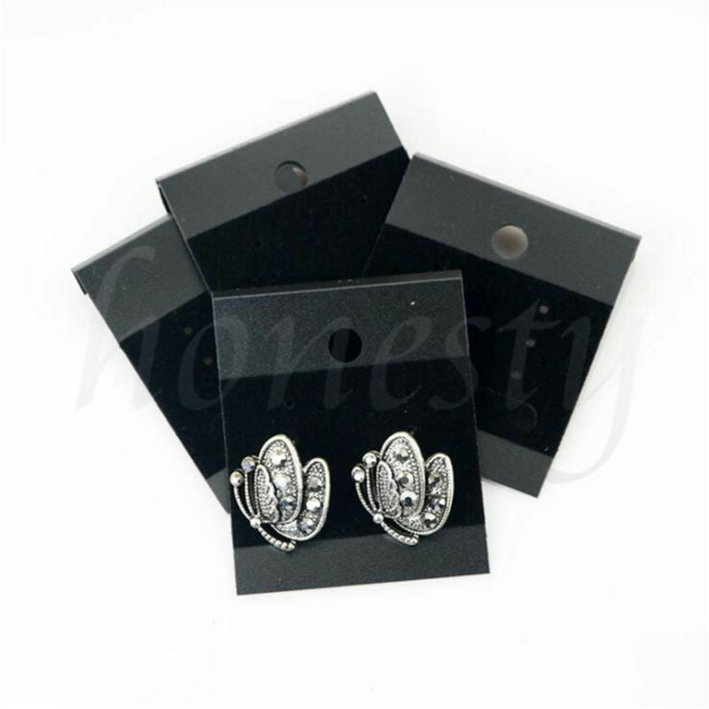 100Pcs Jewelry Earring Ear Studs Hanging Display Holder Hang Cards Black 5*4.5cm