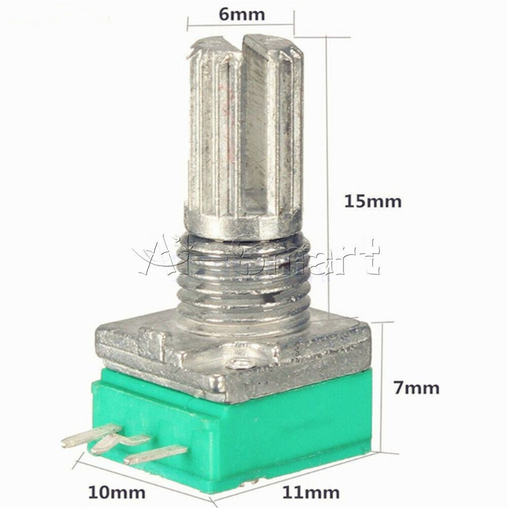 5PCS Rotary Potentiometer 6Pin 6MM Shaft Adjustable B Type ResistanceB100K Ohm