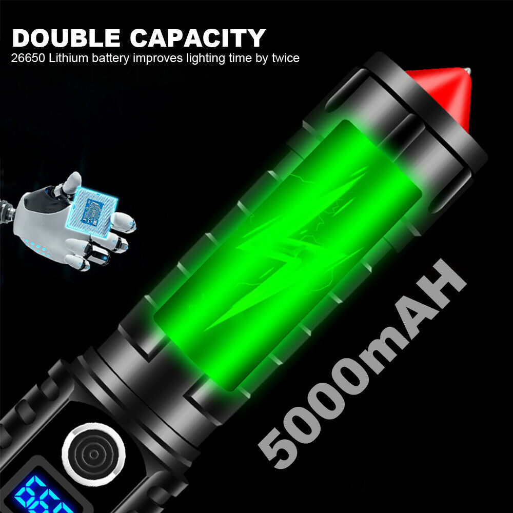 USB Rechargeable Multi-function Light LED Flashlight + Power Bank Outdoor Hiking