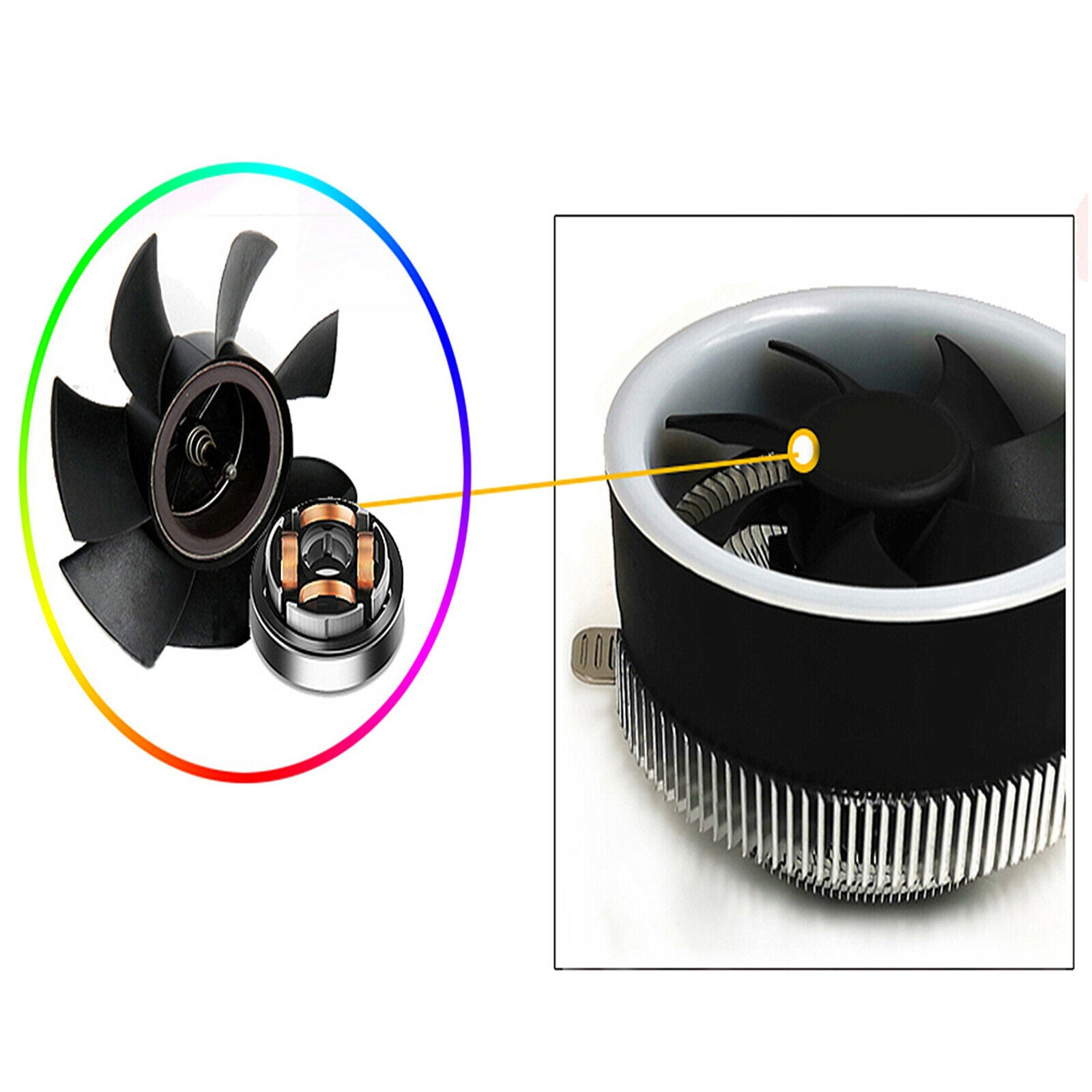 Computer PC RGB CPU Cooler Fan Desktop Heat Sink for Intel LGA 1150 AMD AM3+