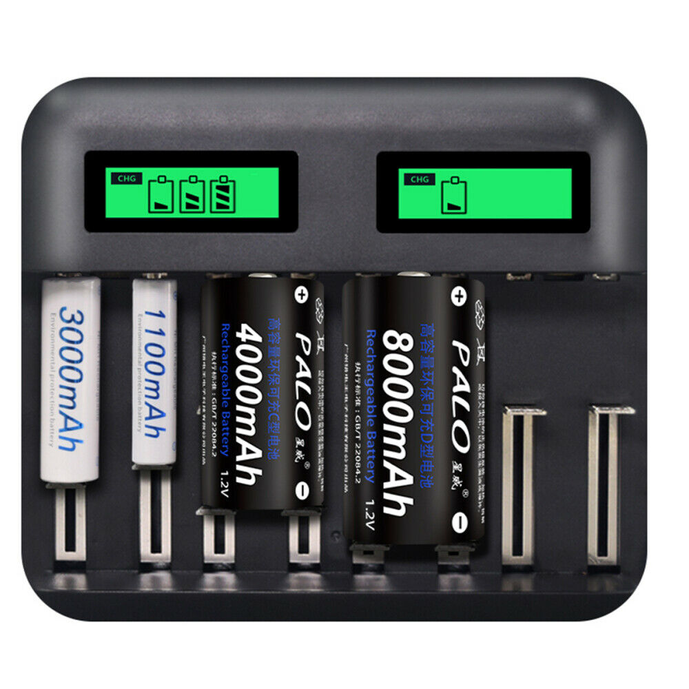 8 Slots LCD Display Usb Smart Battery Charger For D/C/AA/AAA Size Rechargeable