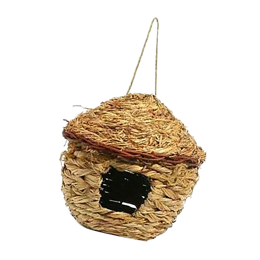 Amuzocity Handwoven Straw Bird Nest Parrot Hatching Breeding Grass Cave Garden