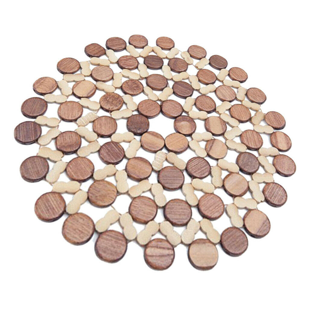 3xHollow Bamboo Trivets Wood Trivets for Table Hotpads for Kitchen Dia 22cm