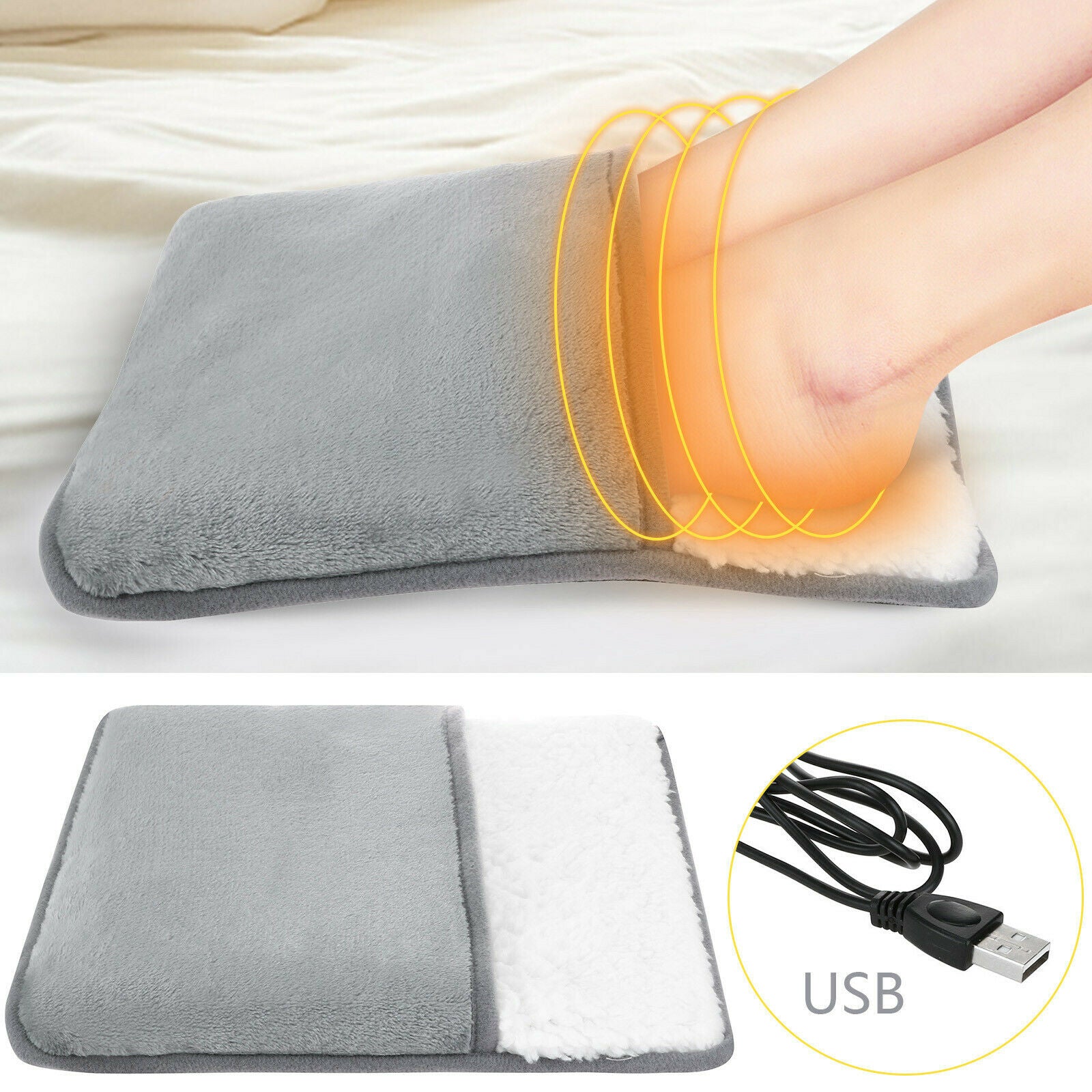 hOT USB Electric Heating Pad Feet Warm Slippers Winter Hand/Foot Warmer Washable